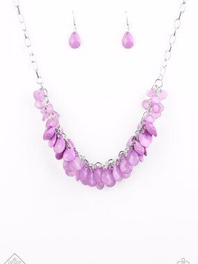 Purple teardrop cluster bead necklace - Colorfully Clustered Purple